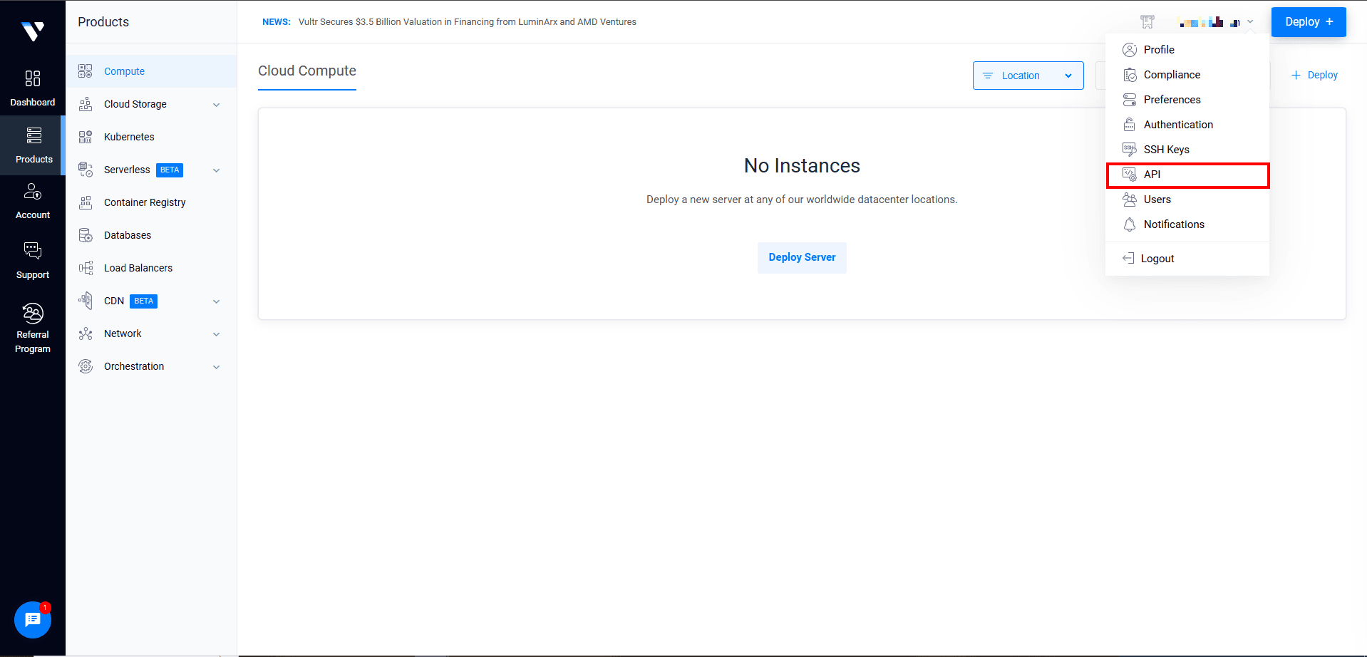 Fig. 06 — All Integrations listing showing available third-party providers including Vultr.